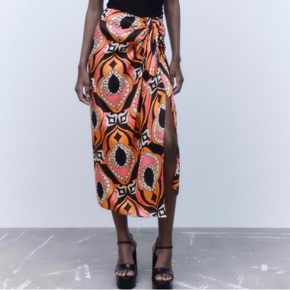 NWT Zara Multicolor Maxi skirt with side slit